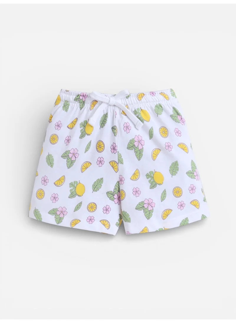 Victor And Jane  Girls Lemon Print Cotton Pajama Set – T-Shirt & Shorts Nightwear for Women | Best Price UAE